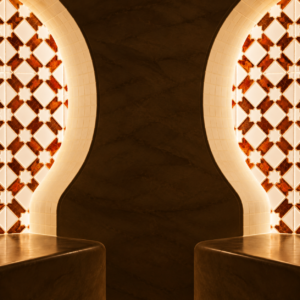 Interior del Hammam Royal de Glow Beauty preparado para una experiencia en pareja
